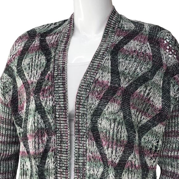 Soft Surroundings Womens Size S/M Sweater Cardigan Black Grey Knit Open - Picture 2 of 15